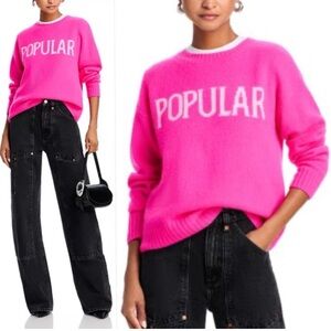 AQUA Cashmere x Wicked Cashmere Popular Crewneck Sweater Exclusive Hot Pink
